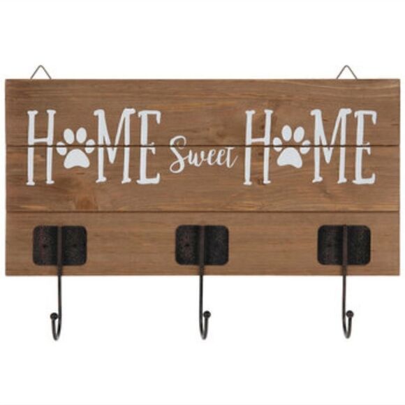 Home Sweet Home Wood Wall Decor with Hooks - NWOT - Picture 2 of 3
